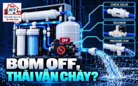 Nước thải vẫn chảy khi bơm dừng: kiểm van và trạng thái áp