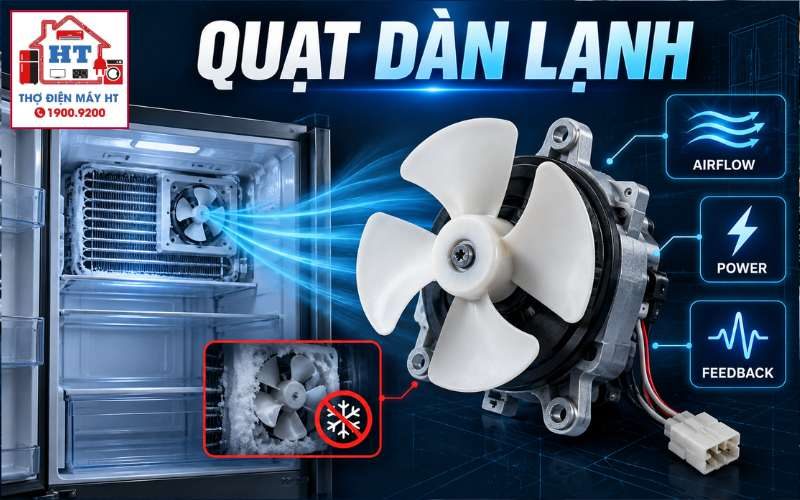Quạt dàn lạnh tủ lạnh: kiểm tra motor và fan feedback 1 Quạt dàn lạnh tủ lạnh: kiểm tra motor và fan feedback