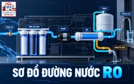 Sơ đồ đường nước RO: đọc luồng sạch, thải và áp lực