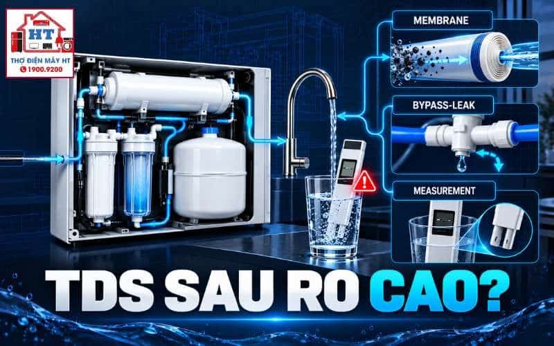 TDS sau RO cao: fault tree từ điểm đo đến màng và áp lực